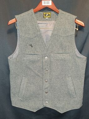 WYOMING TRADERS COWBOY RUGGED VINTAGE STYLE Men's Gray Wool Vest SZ M